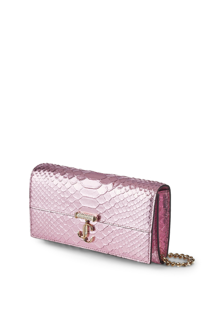 Avenue Metallic Leather Wallet With Chain